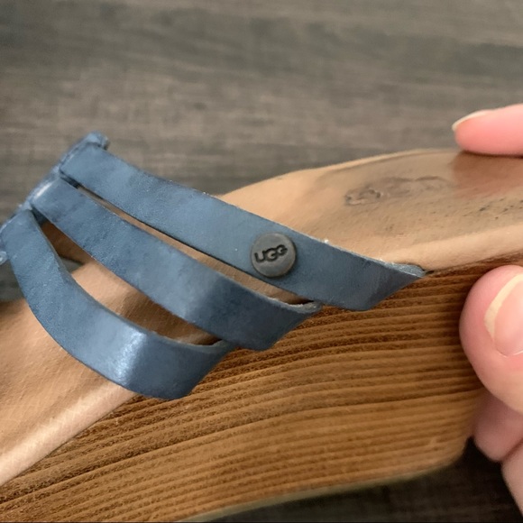 UGG blue leather wedge sandals size 7.5 - Picture 10 of 13
